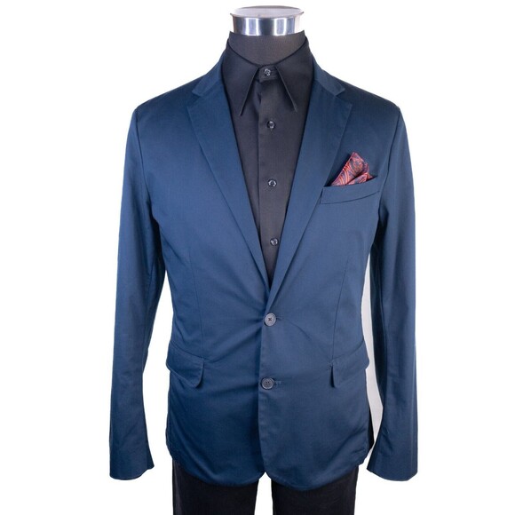 Armani Exchange Sport Coat Blazer Mens 38 Navy Blue 2 Button Closure Stretch - Picture 2 of 11